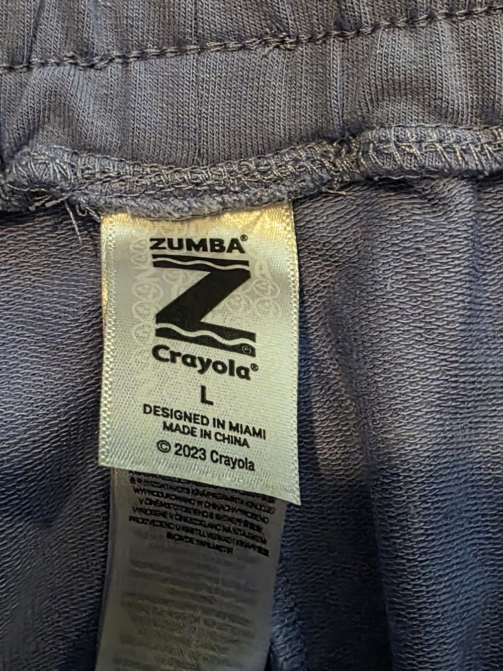 Crayola Zumba Shorts, Lavender Fabric with Black Side Strips - Picture 2 of 3
